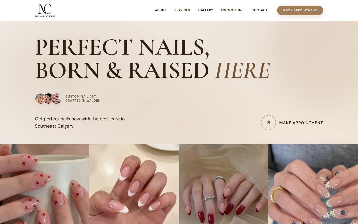 The Nail Concept website hero section